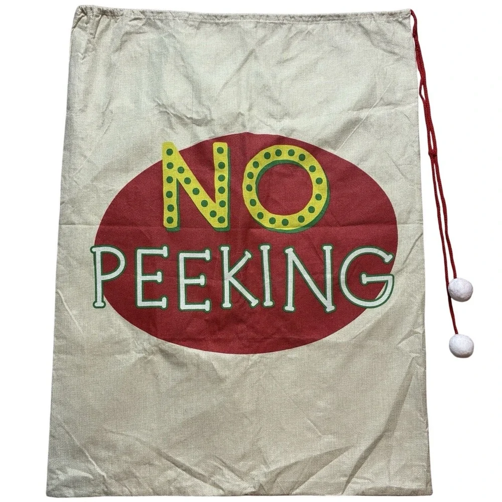 Burlap Style NO PEEKING Large Drawstring Gift Toy Santa‎ Bag Sack 35.5